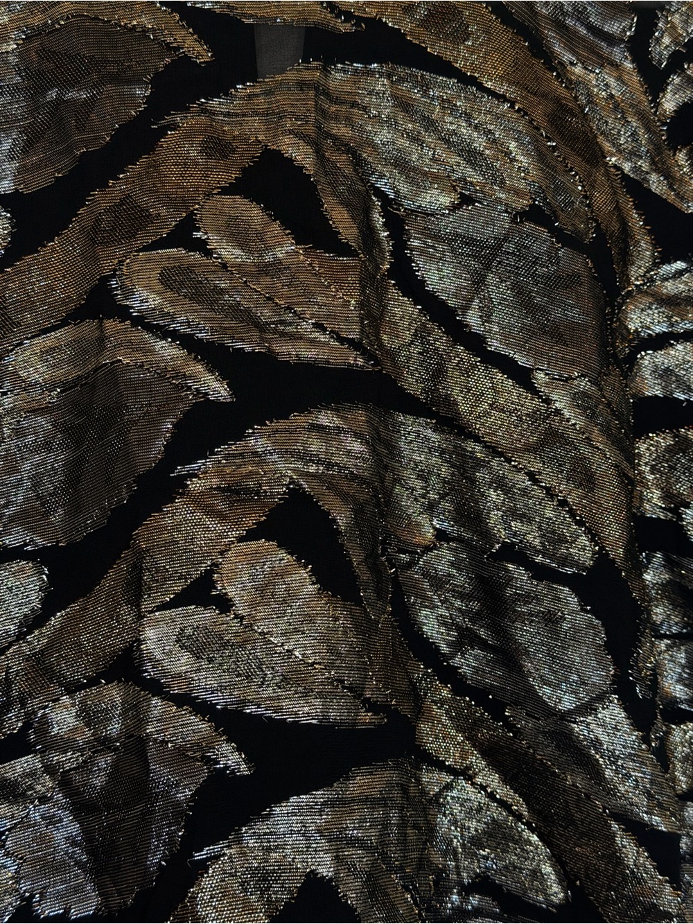 Pearlette Plus Vintage 80s Metallic Leaf Top Black Gold Plus 1X Made in USA - Picture 5 of 7